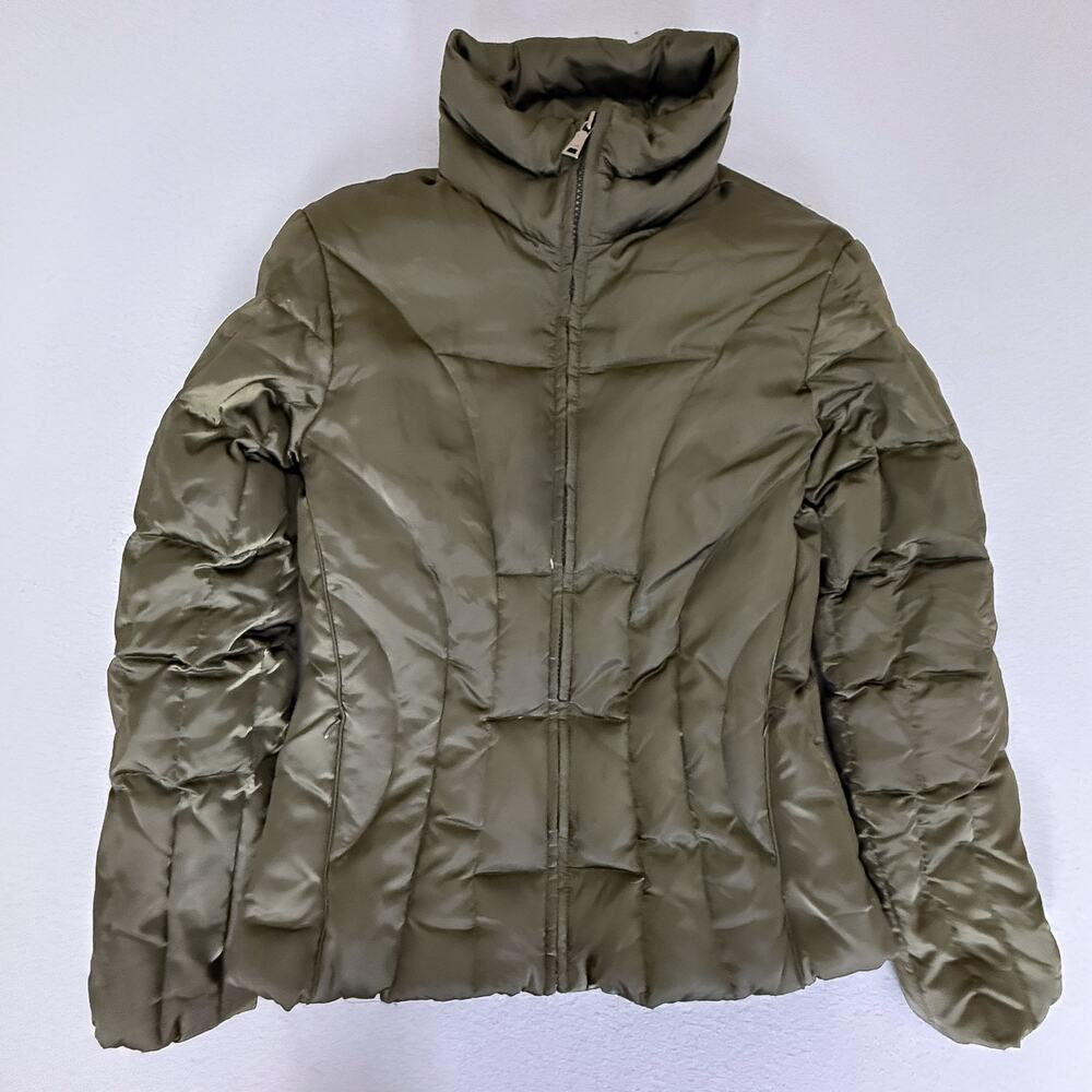 Marc New York Olive Green Duck Down Puffer Jacket Womens Size S Full Zip